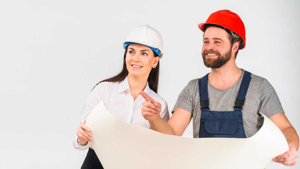 woman-engineer-builder-discussing-project-pointing-finger-away